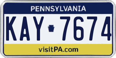 PA license plate KAY7674
