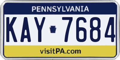 PA license plate KAY7684