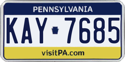 PA license plate KAY7685