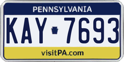 PA license plate KAY7693