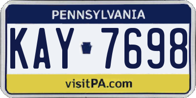 PA license plate KAY7698