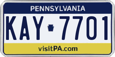 PA license plate KAY7701