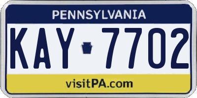 PA license plate KAY7702