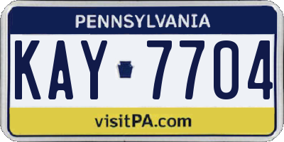 PA license plate KAY7704