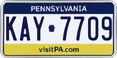 PA license plate KAY7709