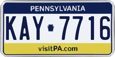 PA license plate KAY7716