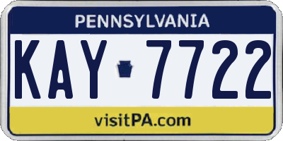 PA license plate KAY7722