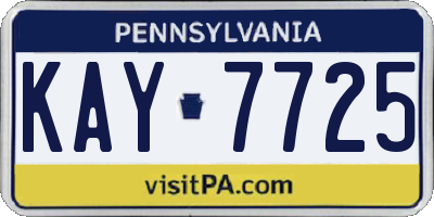 PA license plate KAY7725