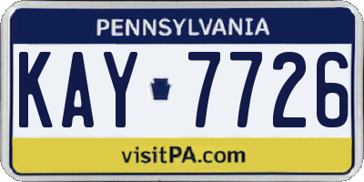 PA license plate KAY7726