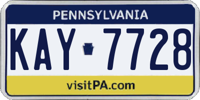 PA license plate KAY7728
