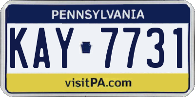 PA license plate KAY7731