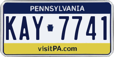 PA license plate KAY7741