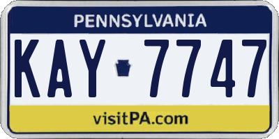 PA license plate KAY7747