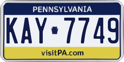 PA license plate KAY7749