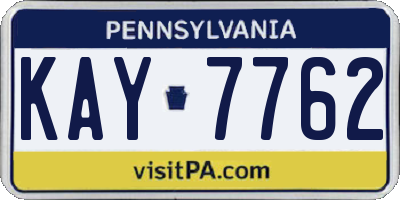 PA license plate KAY7762