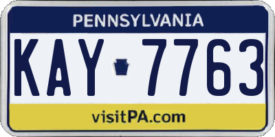 PA license plate KAY7763
