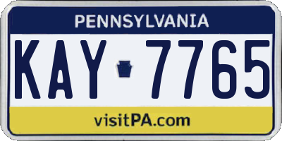 PA license plate KAY7765