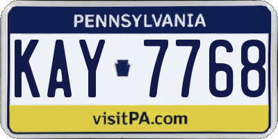 PA license plate KAY7768