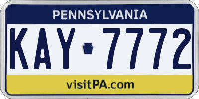 PA license plate KAY7772