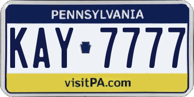 PA license plate KAY7777