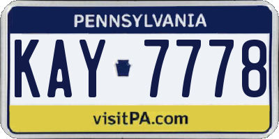 PA license plate KAY7778