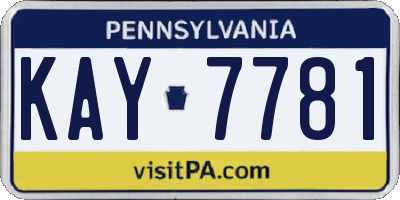 PA license plate KAY7781