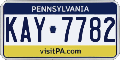 PA license plate KAY7782