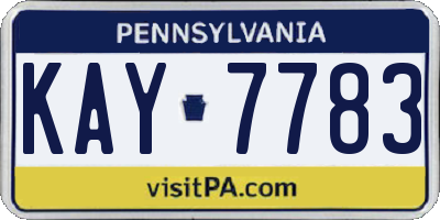 PA license plate KAY7783