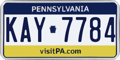 PA license plate KAY7784
