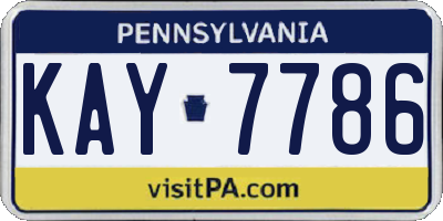 PA license plate KAY7786