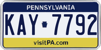 PA license plate KAY7792