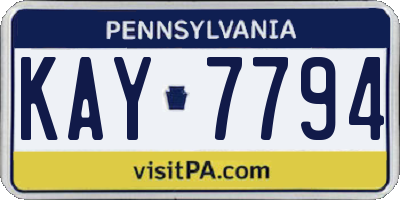 PA license plate KAY7794