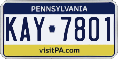 PA license plate KAY7801
