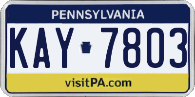 PA license plate KAY7803