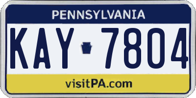 PA license plate KAY7804