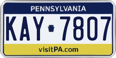 PA license plate KAY7807