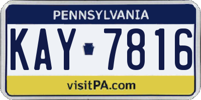 PA license plate KAY7816