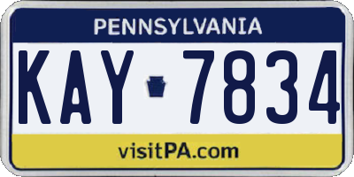 PA license plate KAY7834