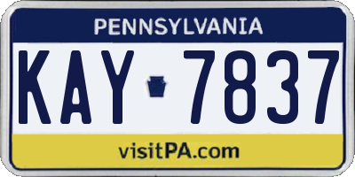 PA license plate KAY7837