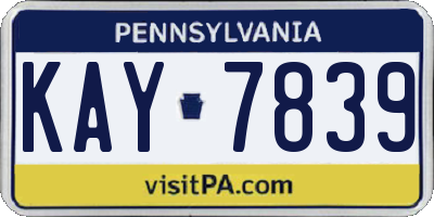 PA license plate KAY7839