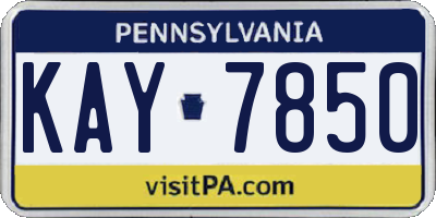 PA license plate KAY7850