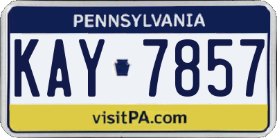 PA license plate KAY7857