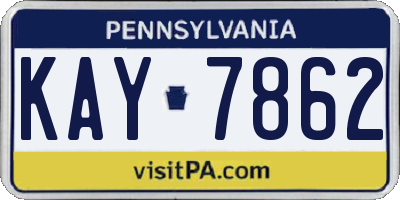 PA license plate KAY7862