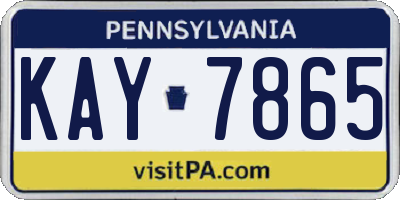 PA license plate KAY7865