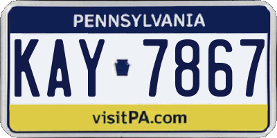 PA license plate KAY7867
