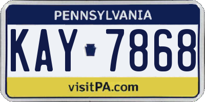PA license plate KAY7868