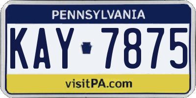 PA license plate KAY7875
