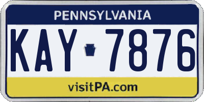PA license plate KAY7876