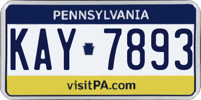 PA license plate KAY7893