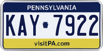 PA license plate KAY7922